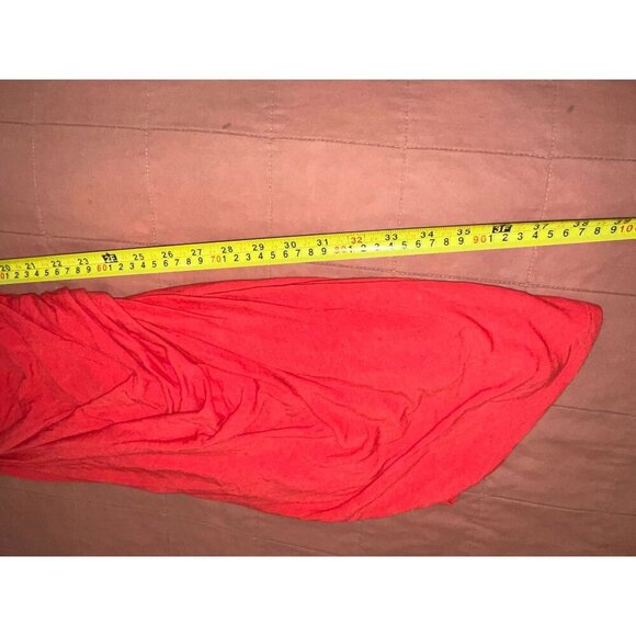 Helmut Lang | Asymmetric Nova Ruched Jersey Fitted Midi Dress Coral Red Size XS - Picture 9 of 10